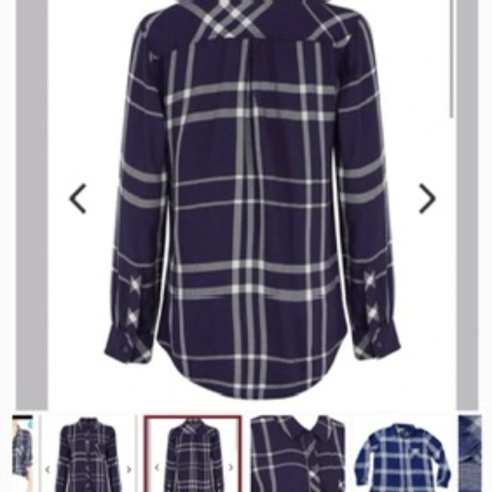 Rails Button Down Long Sleeve Top White & Blue Ch… - image 4